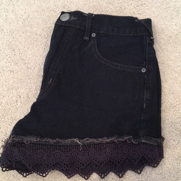 Free People Lace Denim Shorts - Picture 2 of 4